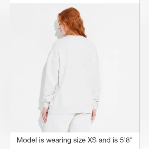 Wild Fable Women's Oversized Pullover Sweatshirt Heather - Picture 3 of 8